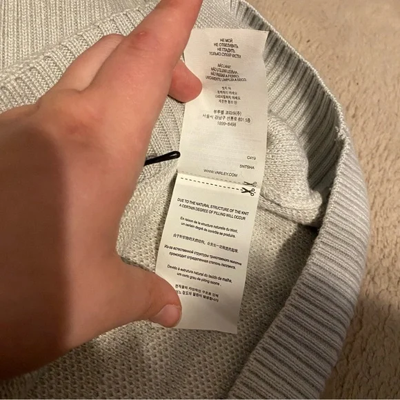 Anthropologie Varley Calvert Striped Oversized V-Neck Sweater Gray Zebra Size M - Picture 10 of 11